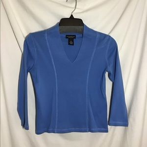 Rafaela Petites P Blue Top V-Neck 3/4 Sleeves